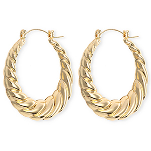 Statement earrings &nbsp;/&nbsp;creoles twisted with stainless steel post Gold
