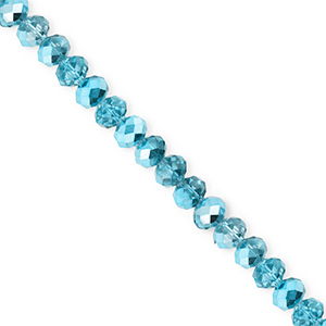 Top faceted beads 4x3mm disc Teal Blue-Pearl Shine Coating