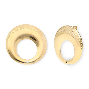 Stainless steel findings earrings / earpin round with loop Gold