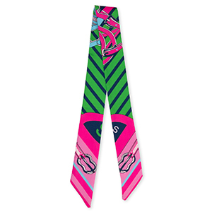Bandana scarf with leather straps Pink-Green-Blue