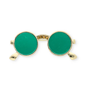 Brooches sunglasses with strass Gold-Green