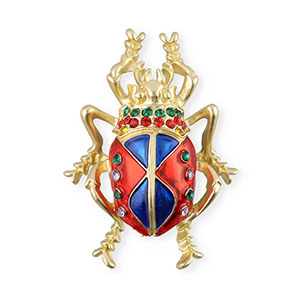 Brooches beetle with strass Gold-Red-Blue-Green