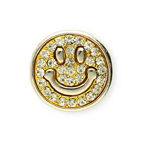 Brooches smiley with strass Gold-Crystal