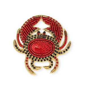 Brooches crab Gold-Silverlined Red-Black