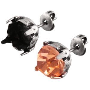 DQ metal findiings earpins for Swarovski SS29 chaton Antique Silver 