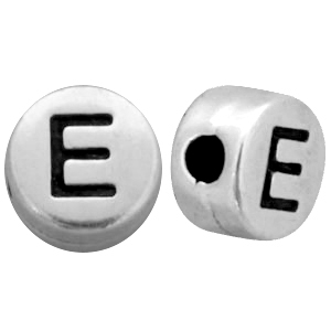 DQ metal letterbead E Antique Silver (nickel free)