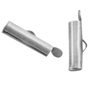 DQ European metal slider end cap 15x6mm Antique Silver (nickel free)