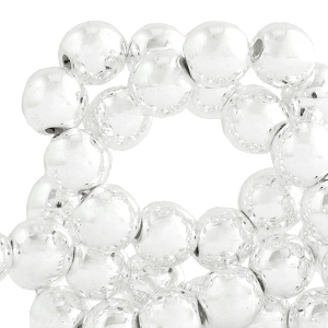 Round hematite beads 4mm metal coating  Silver