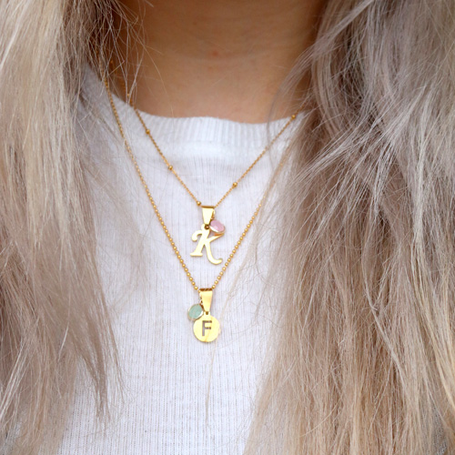 Personal jewellery with stainless steel alphabet/letter charms