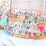 Quote jewellery with letter beads metal look and colourful details