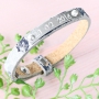 Bracelets with matching earrings of Designer Quality metal, genuine DQ European leather, ImpressArt and faceted beads