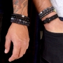 Robust men's jewellery with beads and DQ leather