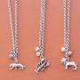Elastic bracelets and layered necklaces with metal charms
