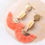 Colourful earrings with new tassels, cowrie shells and DQ European metal