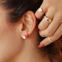Combine these colourful rings and earrings with handmade jewellery