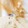 Elegant stainless steel rings with natural stone