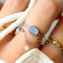 Elegant stainless steel rings with natural stone