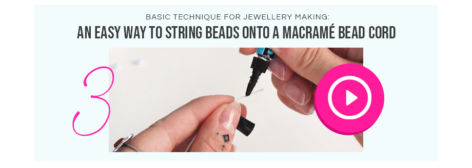 an easy way to string beads onto a macramé bead cord